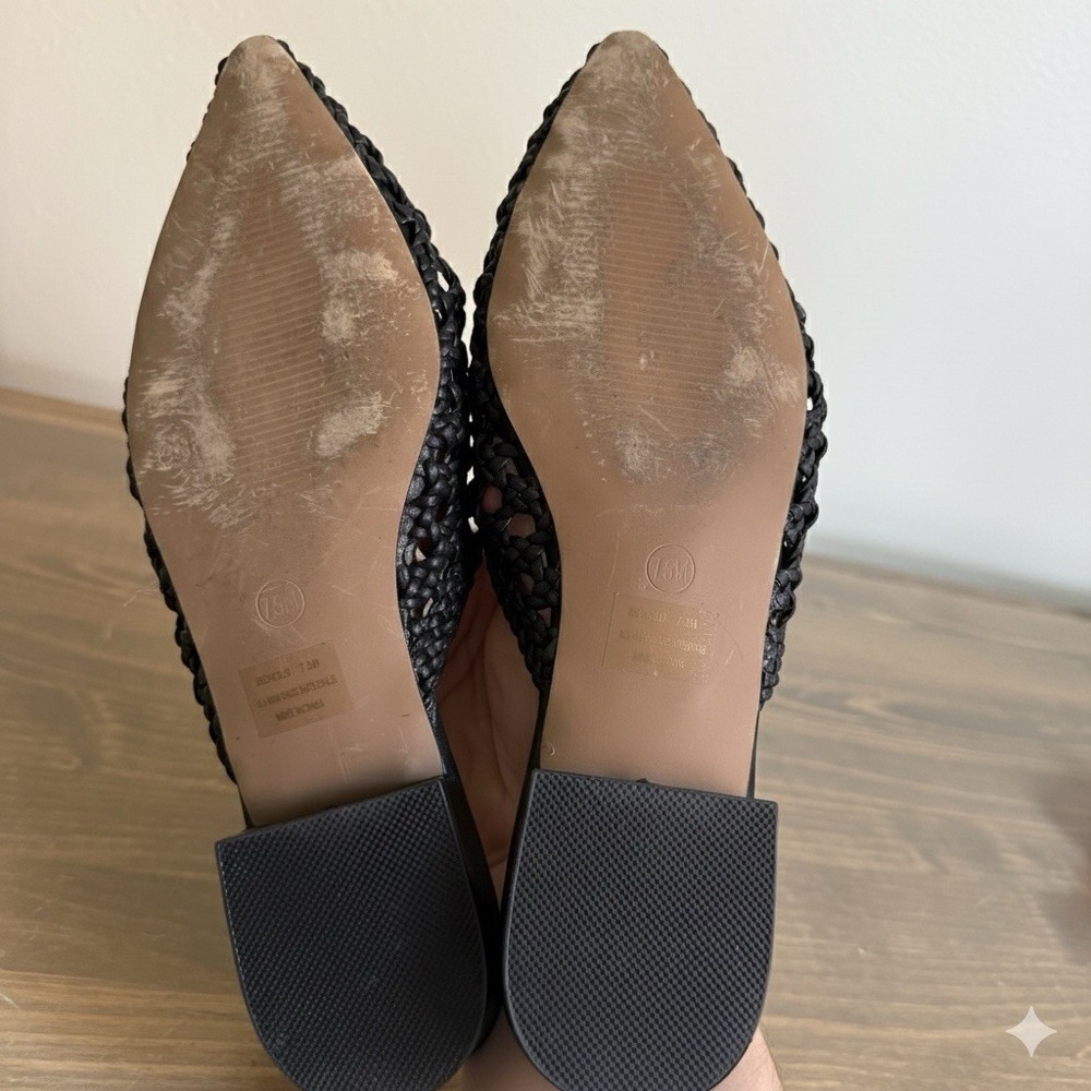 Joie Womens 7.5M Black Faux Leather Behold Slip On Pointy Toe‎ Mules Flats Shoes - Picture 8 of 8